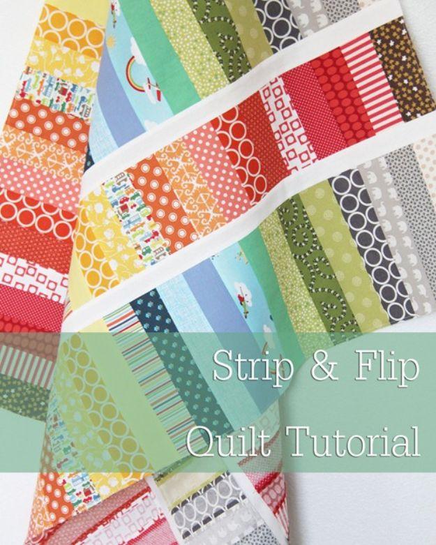 Strip and Flip Baby Quilt, a beginner quilt idea, simple enough for a first try and a satisfying finish for not much work
