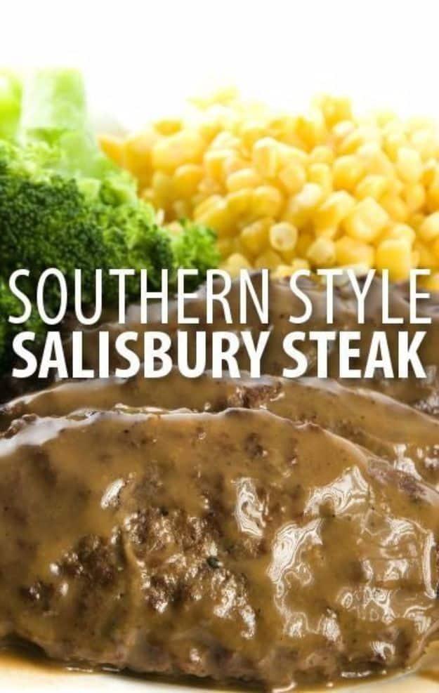 Best Country Cooking Recipes - Homemade Southern Style Salisbury Steak - Easy Recipes for Country Food Like Chicken Fried Steak, Fried Green Tomatoes, Southern Gravy, Breads and Bi