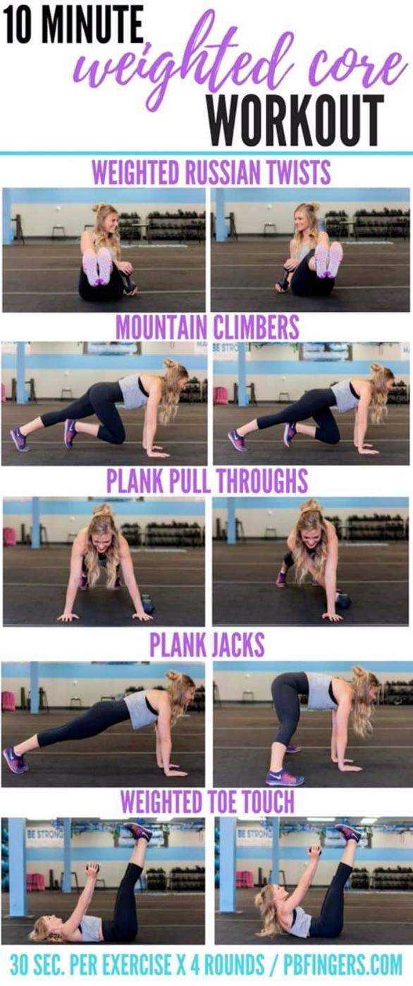 10 Minute Weighted Core Workout, a fast home routine, quick to set up in whatever space is available