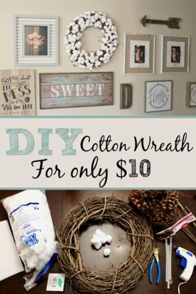 DIY Cotton Wreath For Only $10, an idea worth saving for later and a satisfying weekend project worth the effort