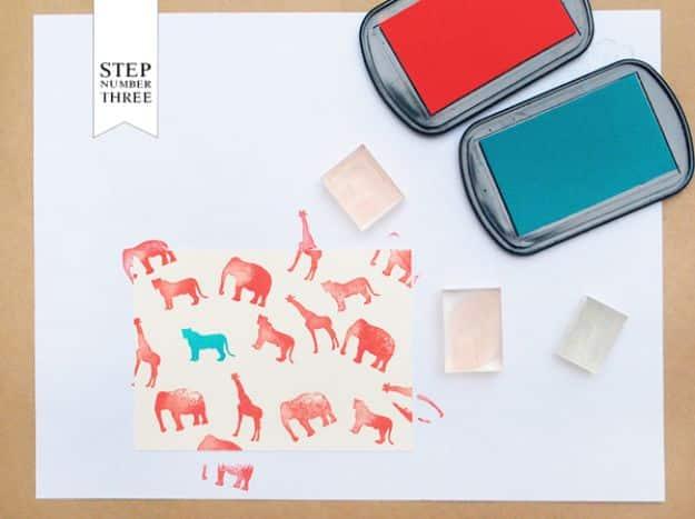 Rubber Stamped Kid's Animal Stationery, quick enough to finish before nap time and a keepsake worth handing down