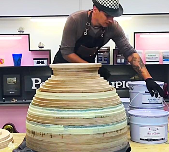 Coolest project ever an epoxy resin flower table that has a pop up top and turns into a bar