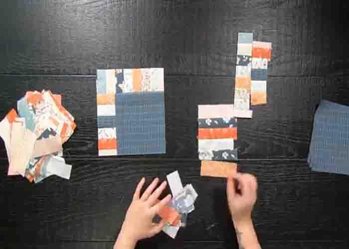Assembling the crumble shuffle quilt block
