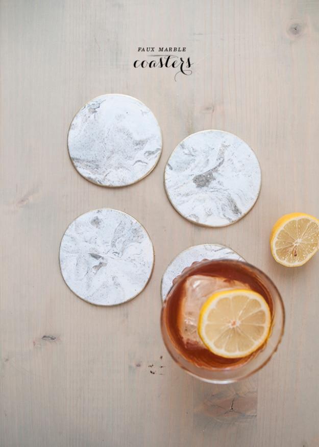 Gold Rimmed Faux Marble Coasters, a project that makes a great weekend activity and one of the more clever picks on this list