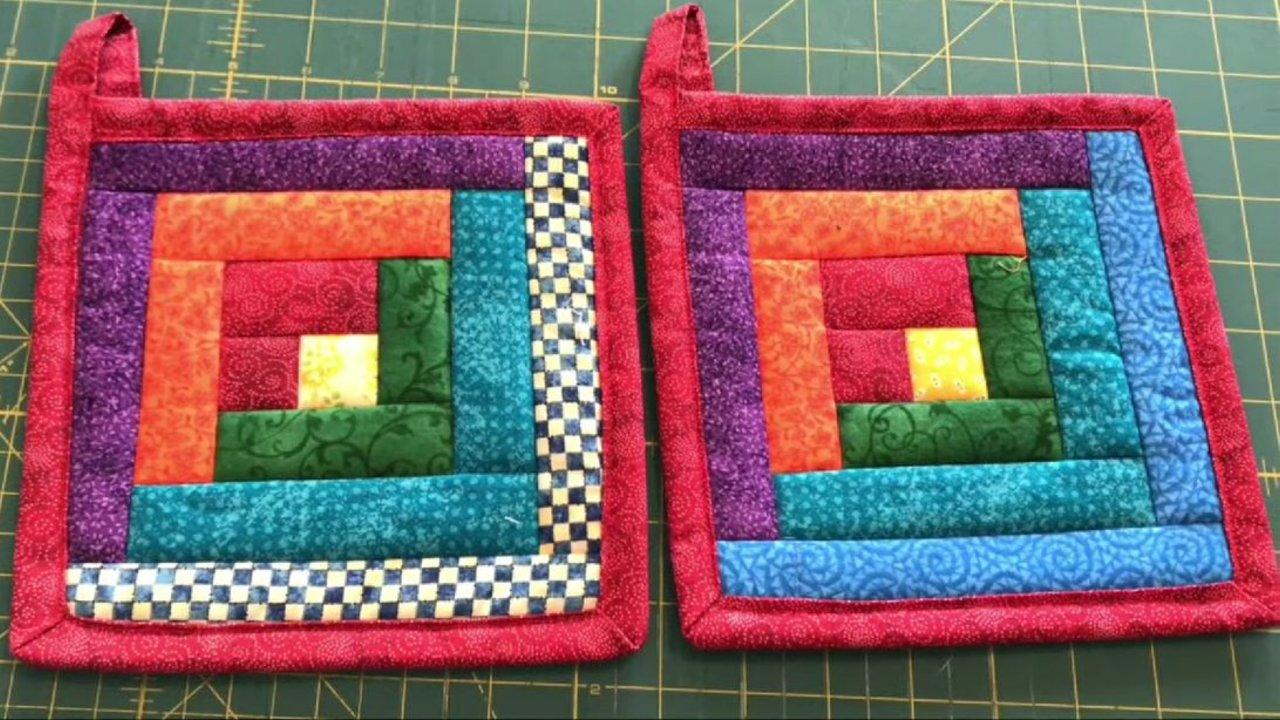 Scrapbuster Log Cabin Potholders Sewing Tutorial