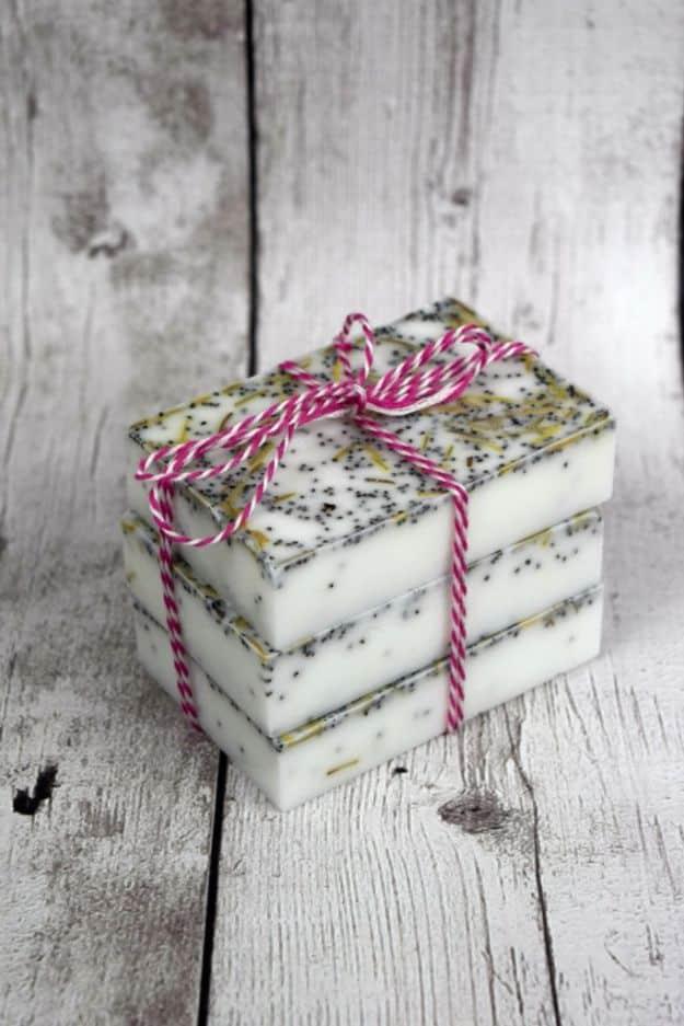 Homemade Rosemary Mint Soap, quick enough to finish before nap time and a sweet way to personalize a plain space
