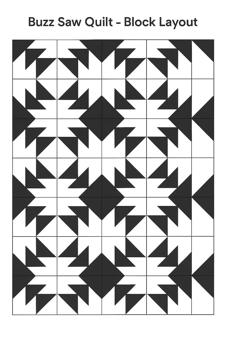 buzzsaw quilt block layout -free quilt patterns