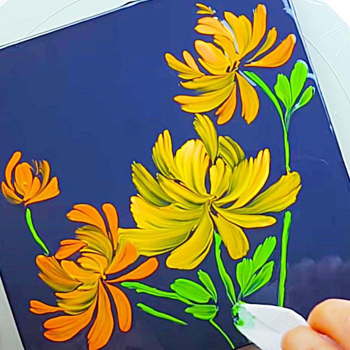 How To Paint With Tissue Paper - Easy Flower Painting Method - Fun Hobby Painting Ideas