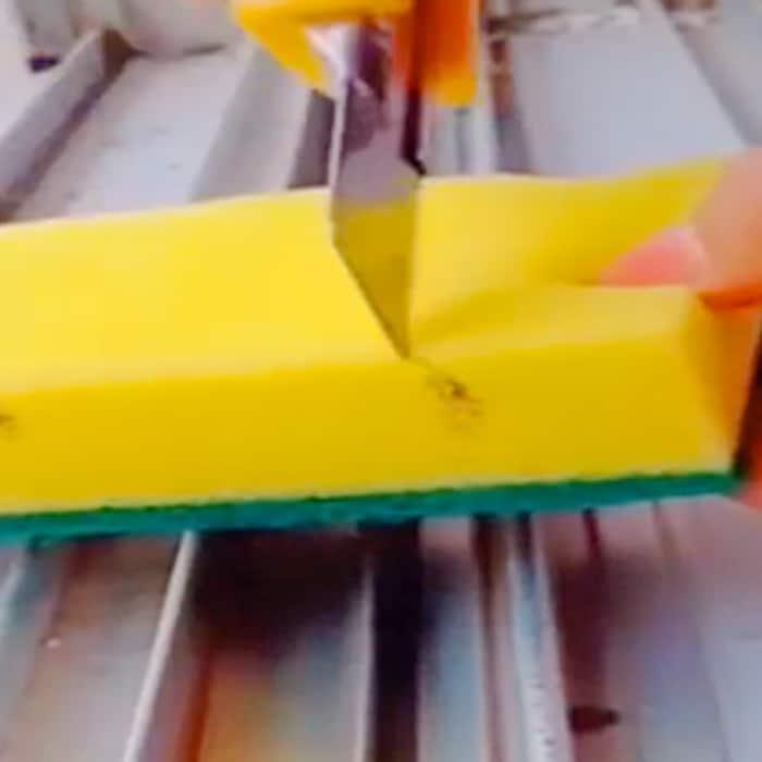 Easy Sponge Hack - How To Customize A Sponge To Clean Windows - Easy Window Frame Cleaning Ideas