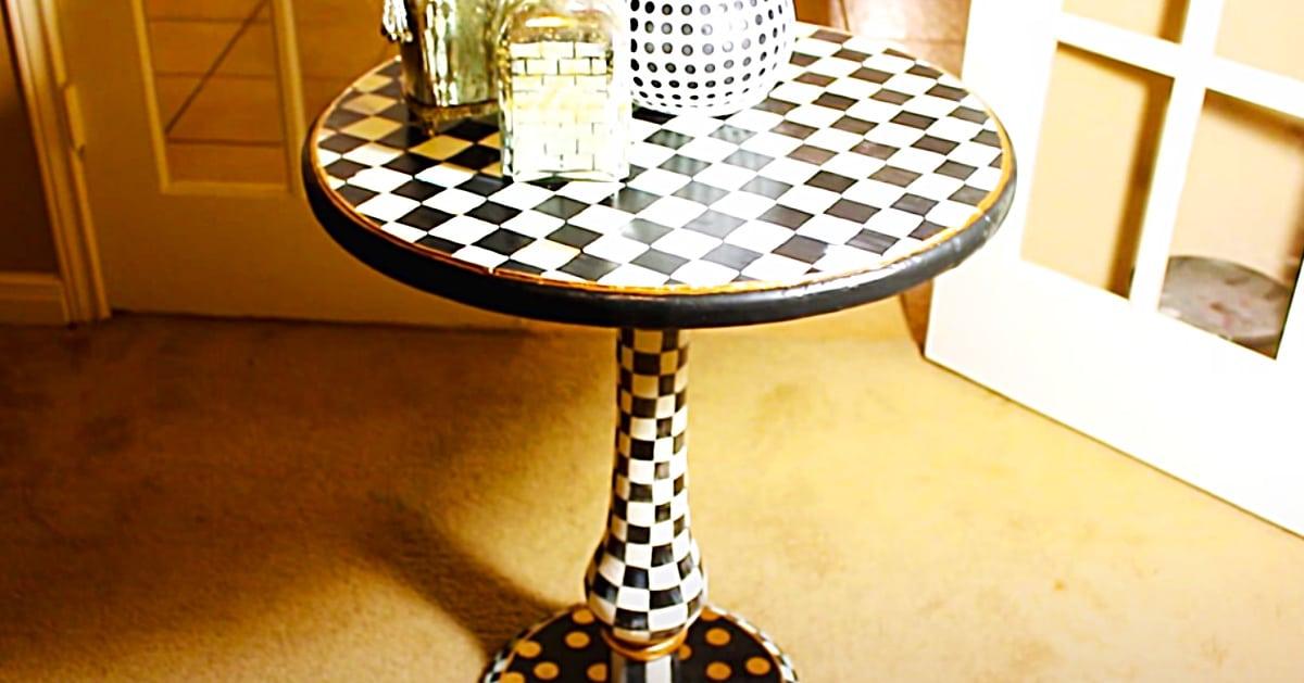 DIY McKenzie Childs Inspired Harlequin Table