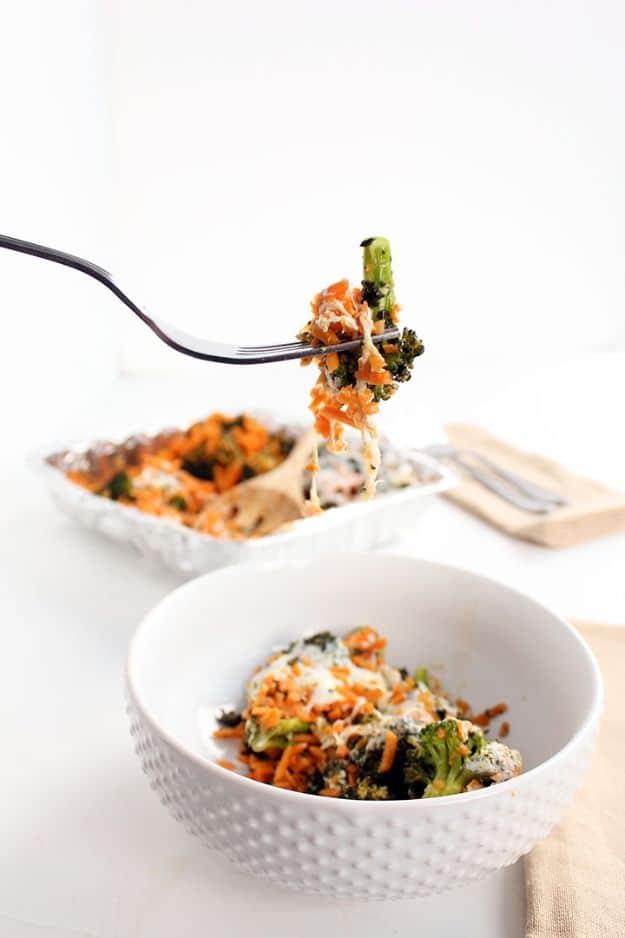 Pesto Broccoli Sweet Potato Rice Casserole, one of the best casserole recipes on this list and an idea worth saving for later