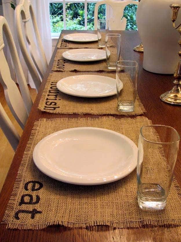 Burlap Stenciled Placemats