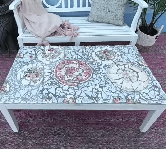 How to Make a Mosaic Table Using Broken Dishes