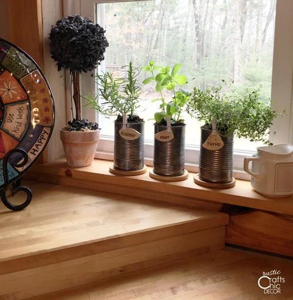 Tin Can Herb Garden Planters, quick enough to finish before nap time and a detail guests always ask about