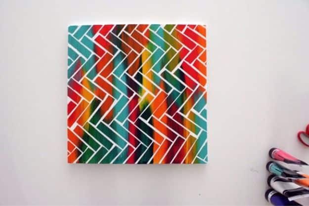 DIY Canvas Painting Ideas - DIY Canvas Painting With Scotch Tape - Cool and Easy Wall Art Ideas You Can Make On A Budget #painting #diyart #diygifts