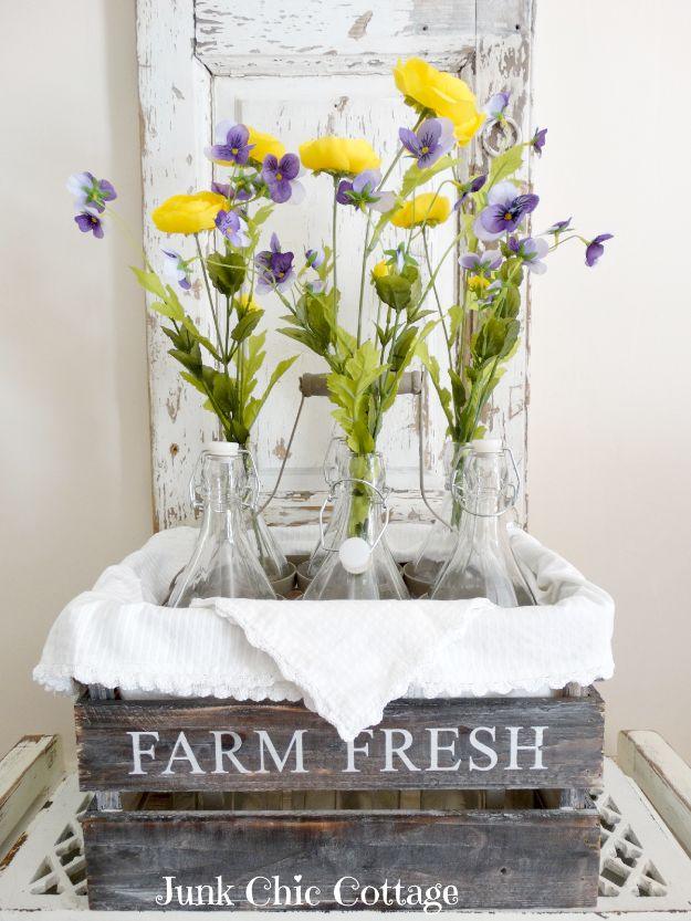 Old French Milk Bottles, a home decor craft, easy to fit into a free afternoon and an idea worth saving for later