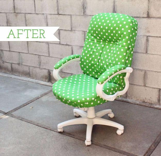 Office Chair Redo, one of the best furniture hacks on this list and one worth bookmarking from this list