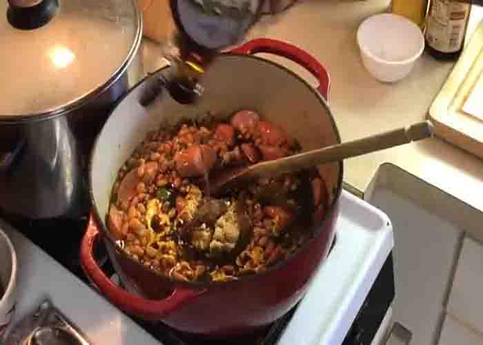 Cooking the bbq beans on stovetop