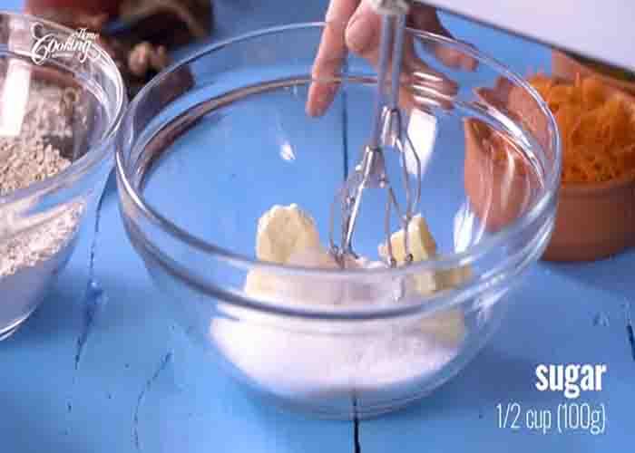 Making the carrot cake cookies batter