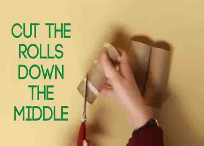 Using toilet rolls to secure wrapping papers in place