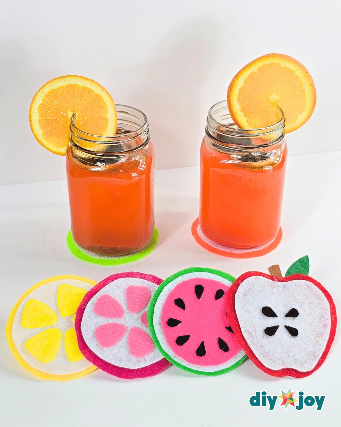 Felt Fruit Coasters — diy coaster for summer drinks