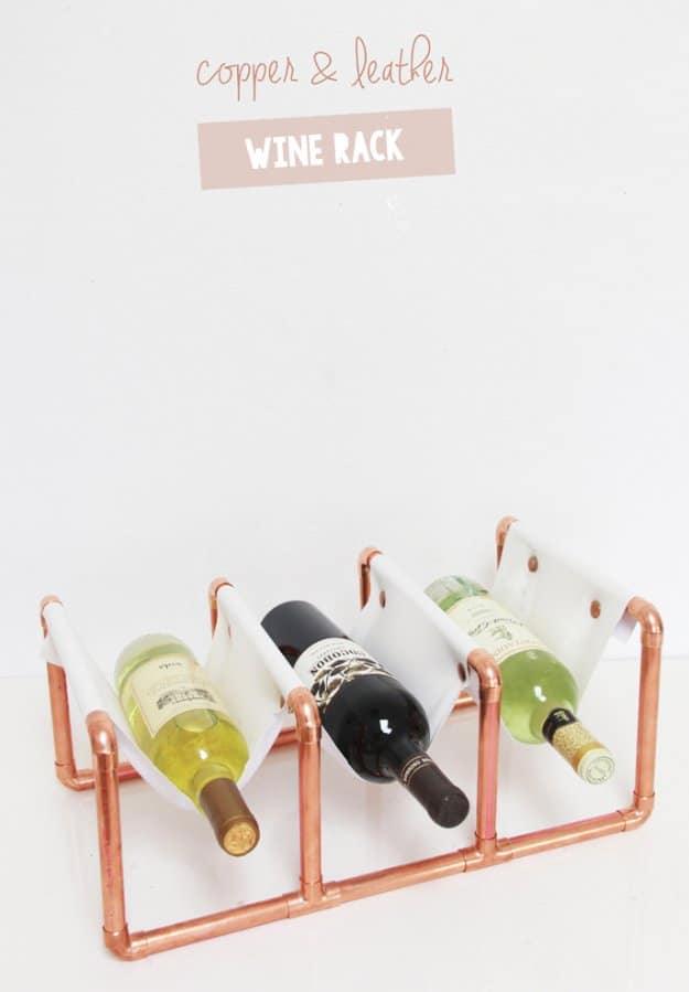 DIY Copper Pipe and Leather Wine Rack, a favorite pick from this roundup and an idea worth saving for later