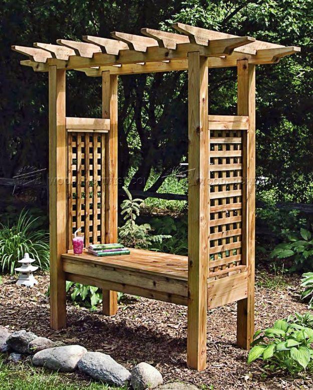DIY Patio Furniture Ideas -Arbor Bench - Cheap Do It Yourself Porch and Easy Backyard Furniture, Rocking Chairs, Swings, Benches, Stools and Seating Tutorials - Dining Tables from