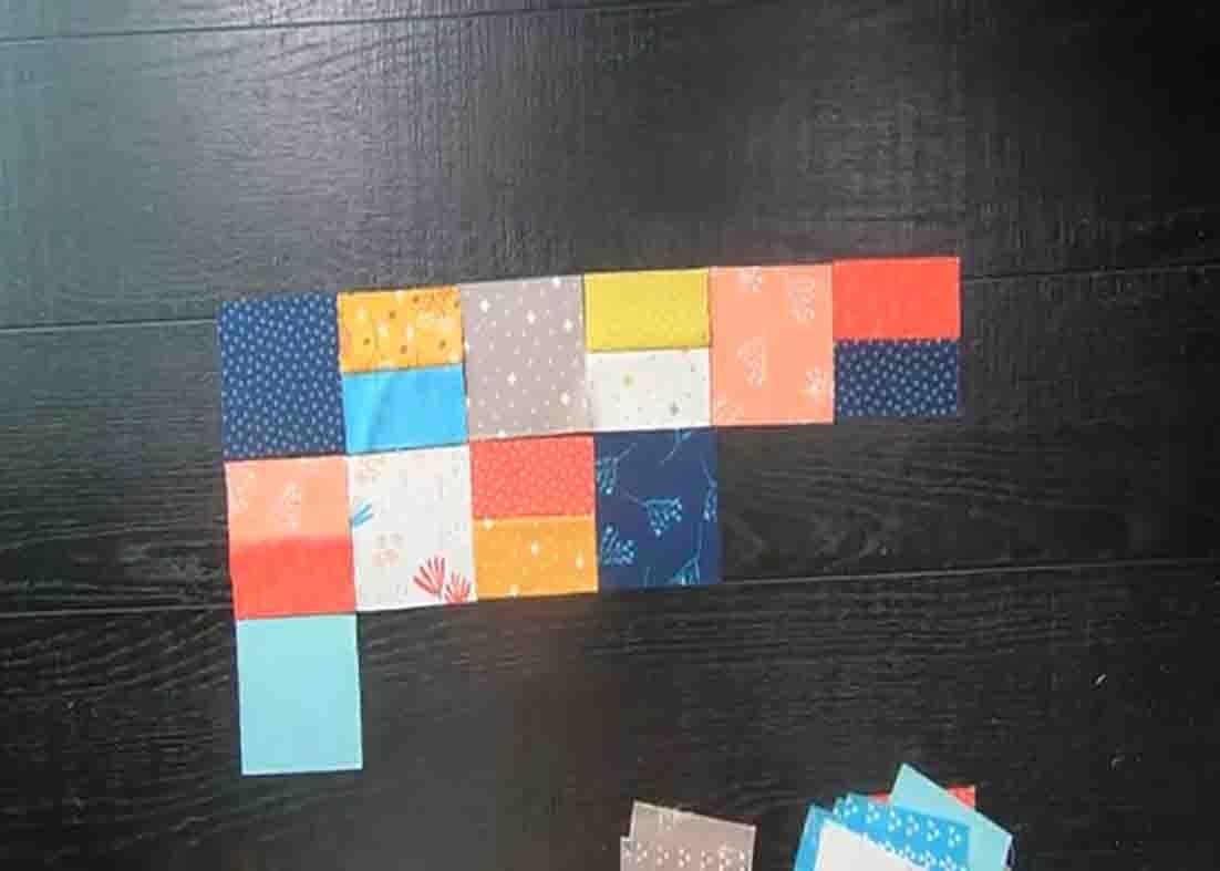 Assembling the blocks to make the single slice table runner