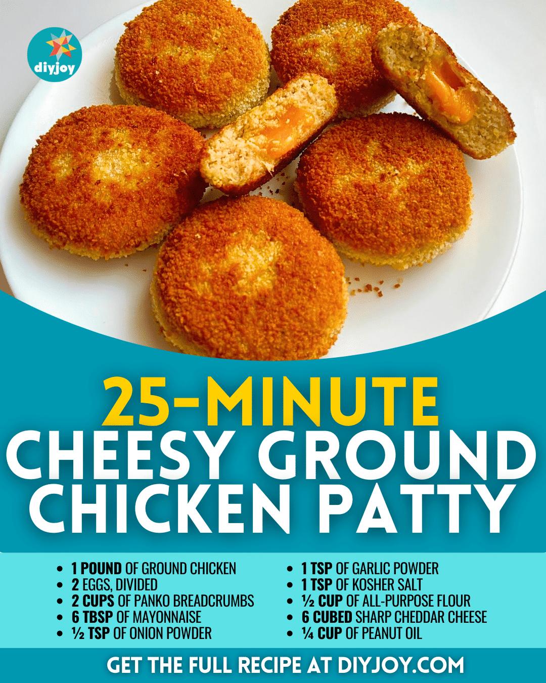 25-Minute Cheesy Ground Chicken Patty Recipe
