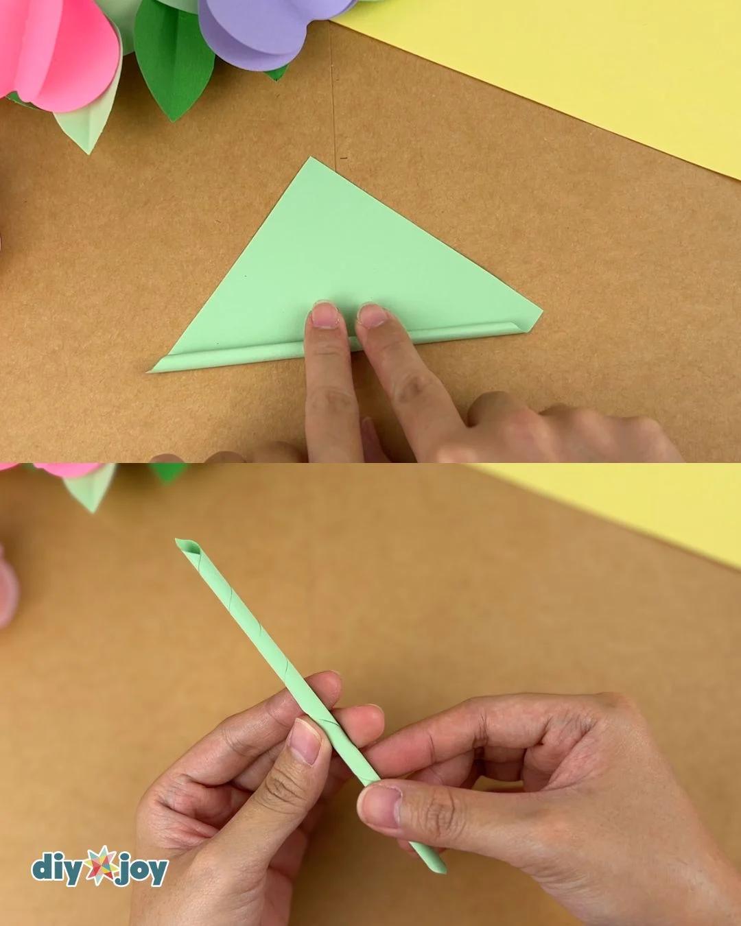 Easy Paper Rose — making the stem