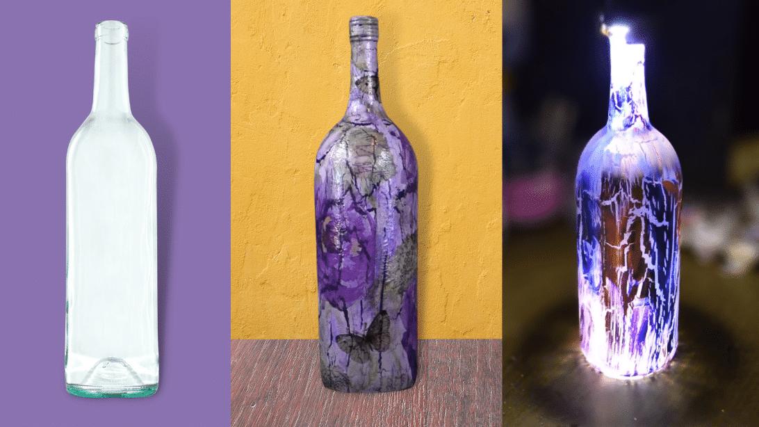 Easy Wine Bottle Decoupage Project