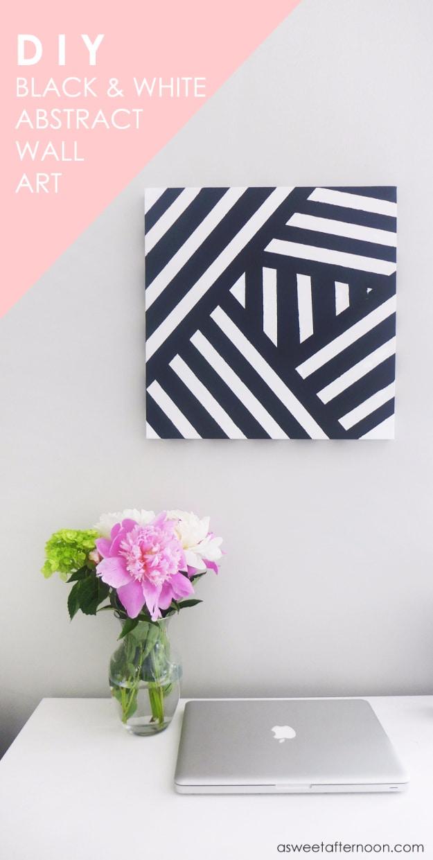 DIY Wall Art Ideas for the Bedroom - DIY Modern Black And White Abstract Art - Rustic Decorating Projects For Bedroom, Brilliant Wall Art Projects, Creative Wall Art, Do It Yoursel
