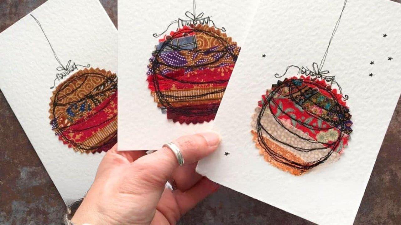 Fabric Scraps Christmas Cards