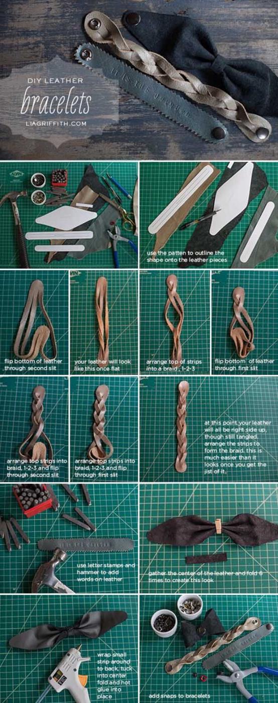Awesome Crafts for Men and Manly DIY Project Ideas Guys Love - Fun Gifts, Manly Decor, Games and Gear. Tutorials for Creative Projects to Make This Weekend | Three DIY Leather Brac