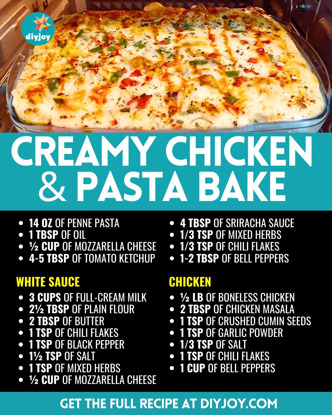 Easy-To-Make Creamy Chicken & Pasta Bake