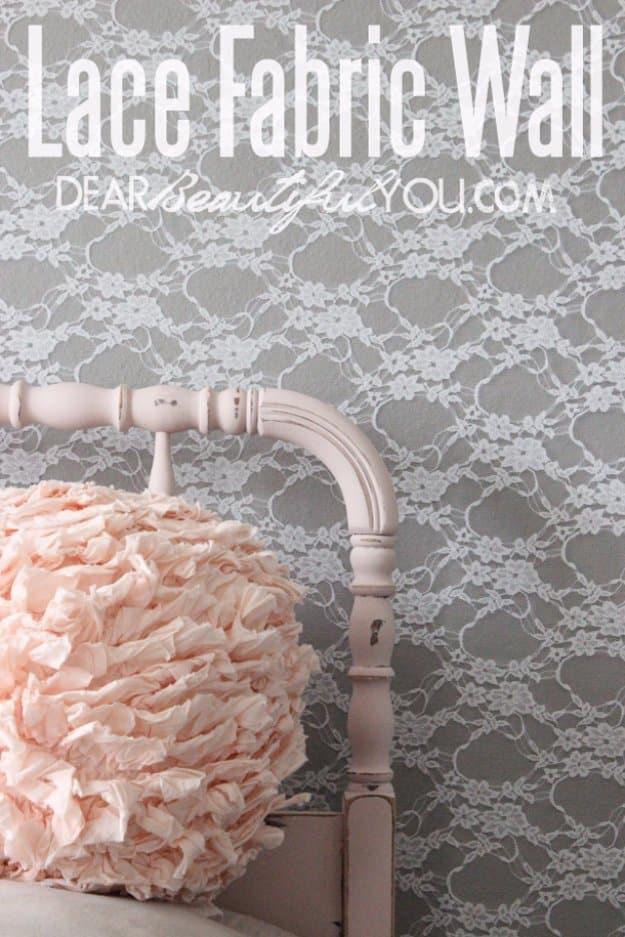 DIY Renters Decor Ideas - DIY Lace Accent Wall - Cool DIY Projects for Those Renting Aparments, Condos or Dorm Rooms - Easy Temporary Wall Art, Contact Paper, Washi Tape and Shelve