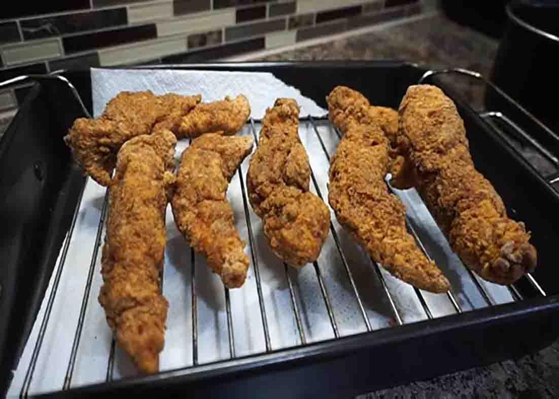 Frying the chicken tenders
