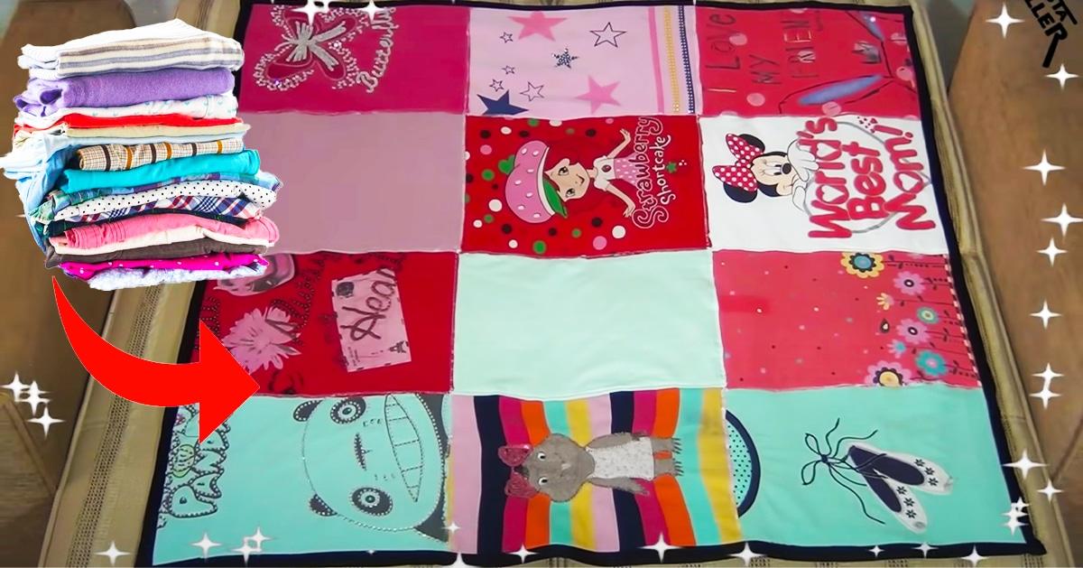 Turn Old T-shirts To Patchwork Blanket