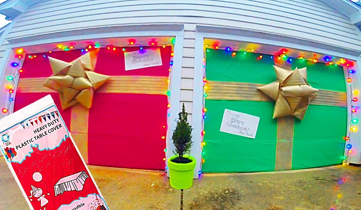 Garage Door Christmas Gift Decor Idea