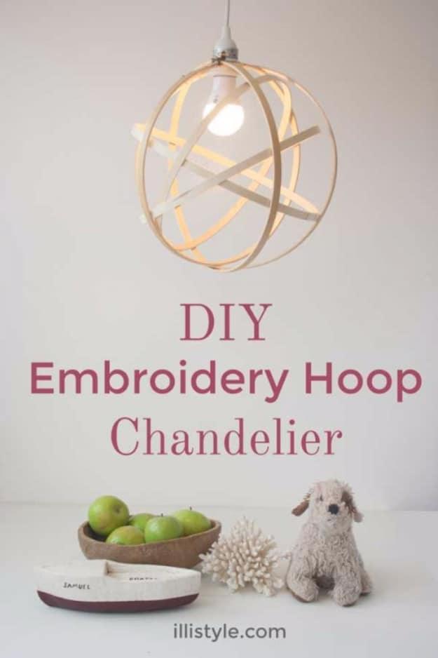 DIY Embroidery Hoop Faux Metal Orb Chandelier, a favorite pick from this roundup and an idea worth saving for later