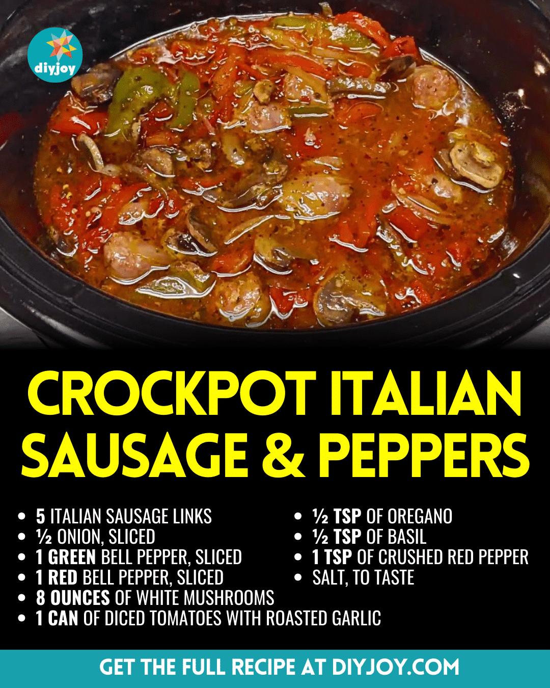 Easy Italian Sausage & Peppers Crockpot Recipe