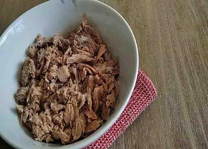Making the tuna filling for the pot pie recipe