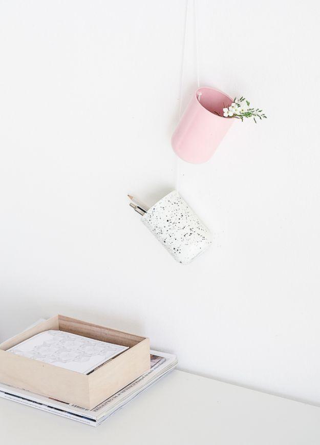 DIY Office Furniture - DIY Modern Hanging Desk Organizers - Do It Yourself Home Office Furniture Ideas - Desk Projects, Thrift Store Makeovers, Chairs, Office File Cabinets and Org