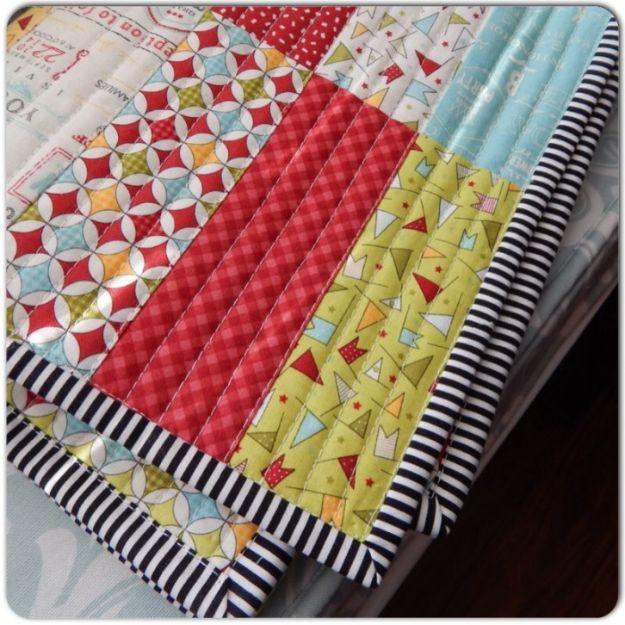 Jelly Roll Jam Quilt, straightforward enough to knock out in a day and a sweet little detail guests always notice