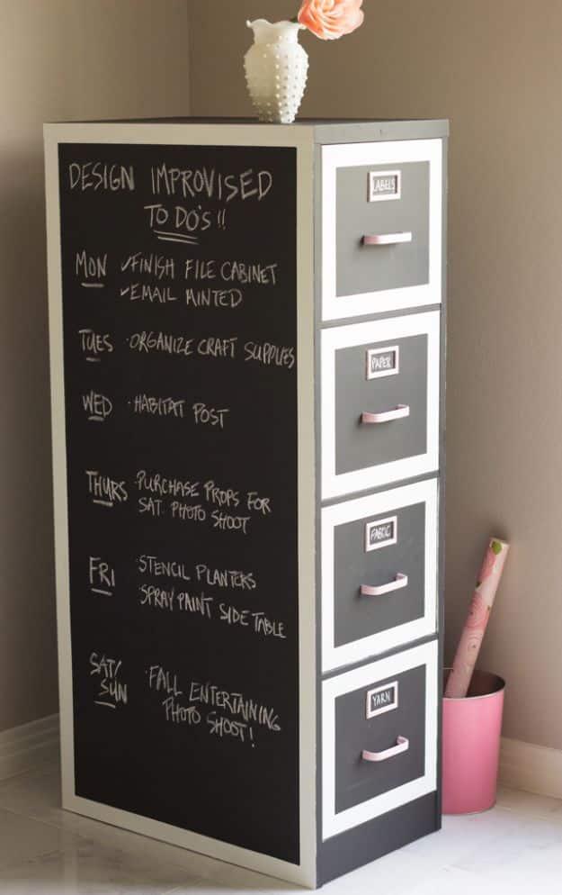 File Cabinet Chalkboard Makeover, a fun chalkboard paint idea worth trying at home and a popular choice on this list
