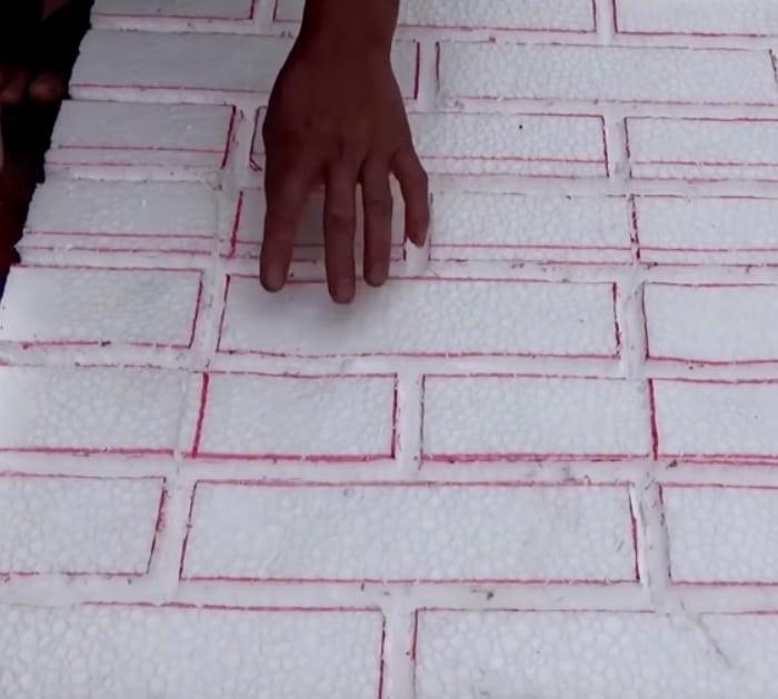 Make a cheap garden waterfall out of old styrofoam