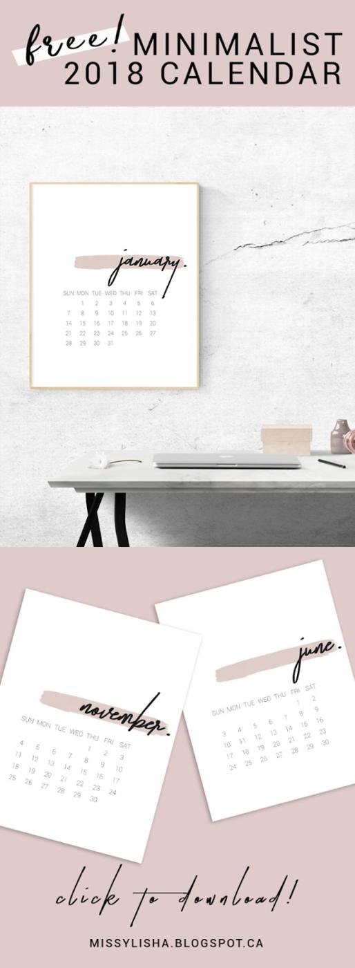 2018 Minimal Calendar, a charming handmade gift for an organized friend and a colorful project that brightens up any wall