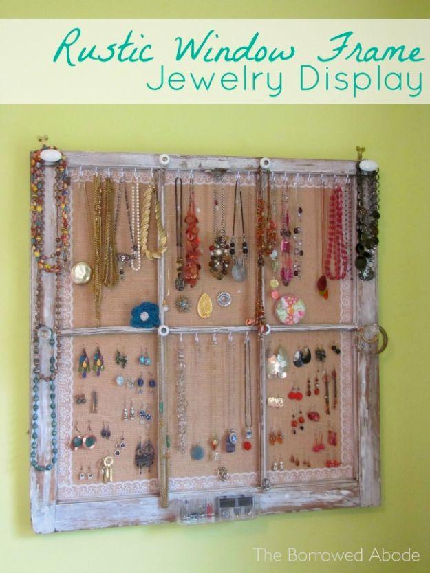 Window Frame Jewelry Display, a charming upcycled find, and a personal touch a bought version cannot match