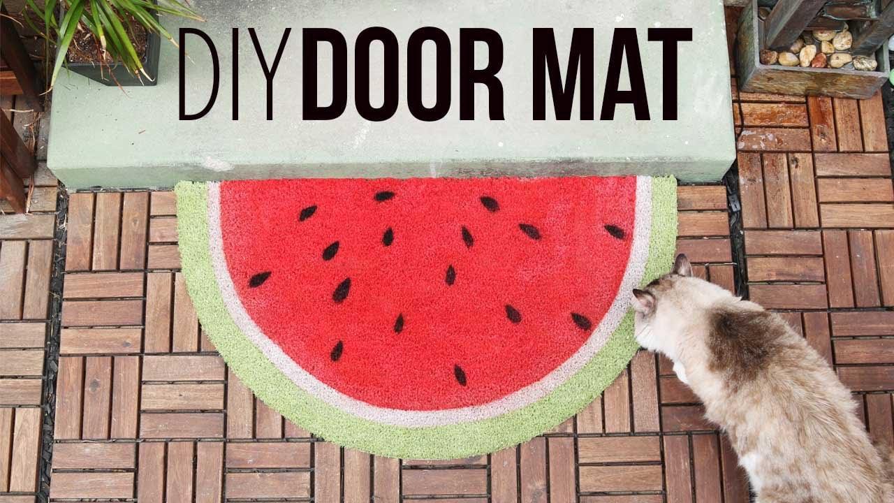 DIY Welcome Mats - Bring the Summer On With a Bright New Watermelon Door Mat! - Greet Guests in Style with These Easy and Cheap Home Decor Ideas for Your Entry. Doormat Tutorials f