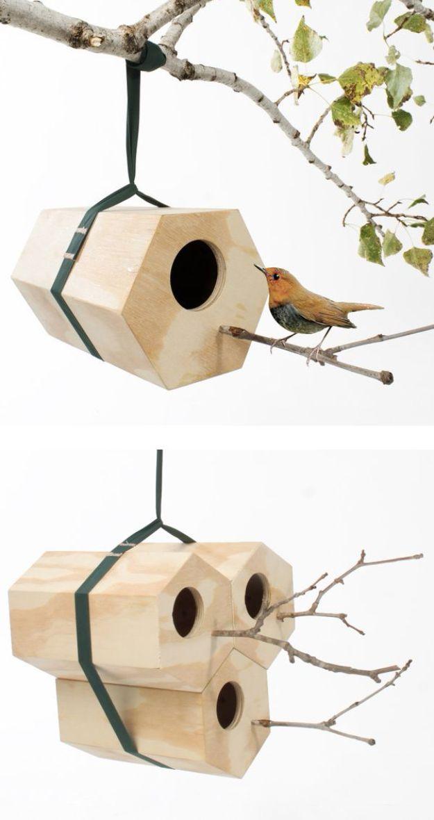 DIY Bird Houses - Hexagon Modular Birdhouse - Easy Bird House Ideas for Kids and Adult To Make - Free Plans and Tutorials for Wooden, Simple, Upcyle Designs, Recycle Plastic and Cr
